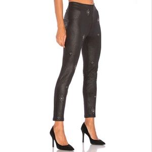 Free People Embellished Faux Leather Black Leggings Pants Vegan